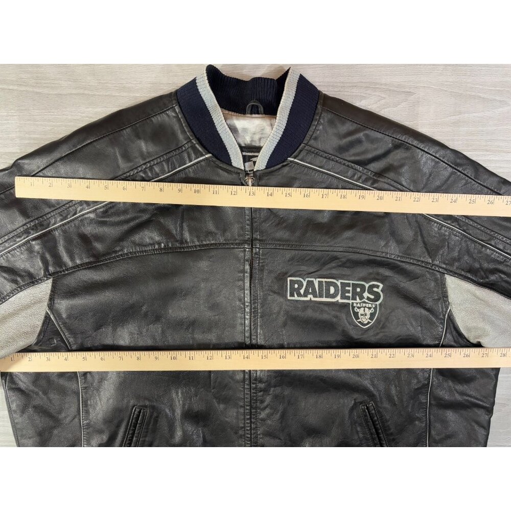 Oakland Raiders NFL G-III Carl Banks Full Zip Leather Jacket sz 2XL Vintage 90's - Picture 9 of 10